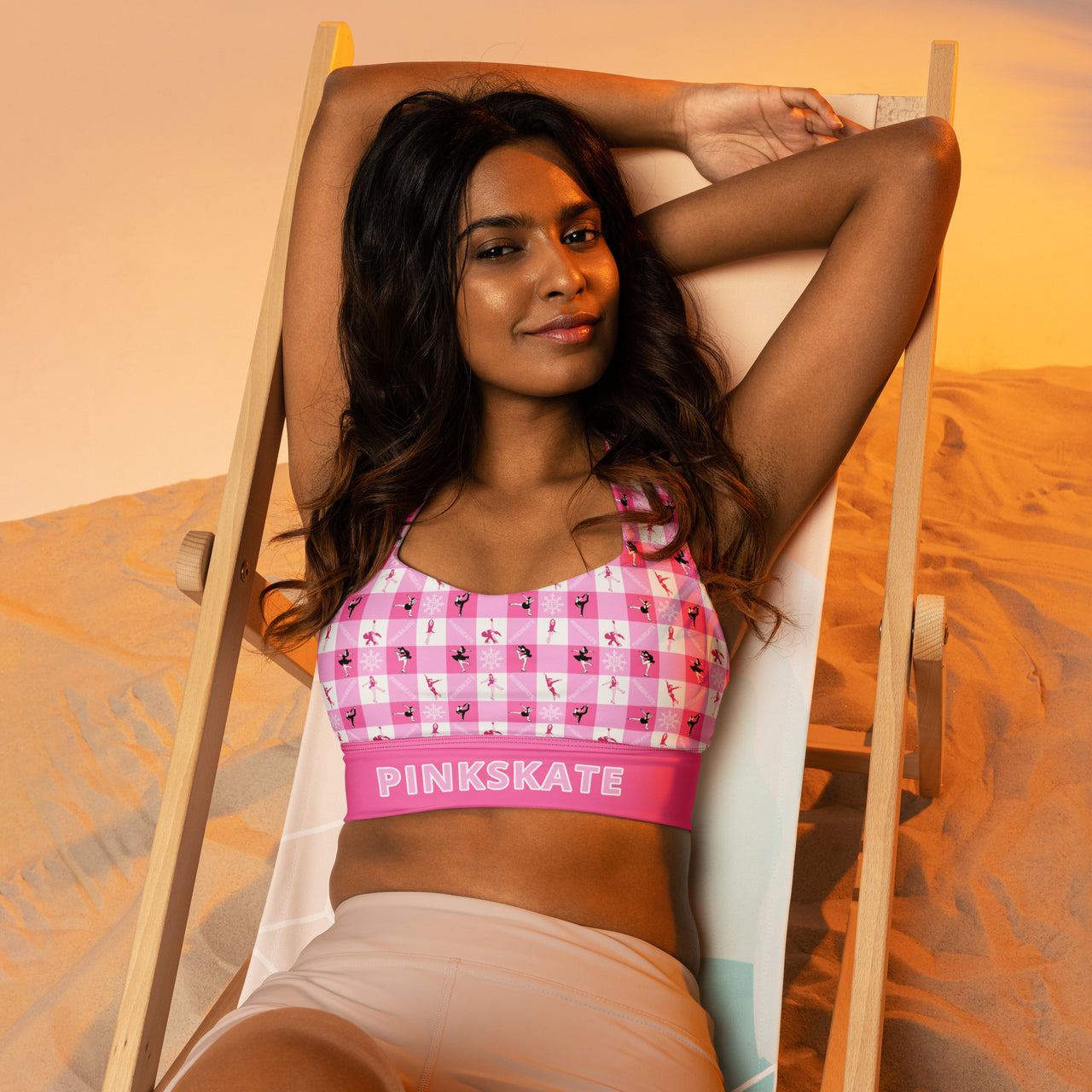 Pretty Pink Figure Skater Longline Sports Bra