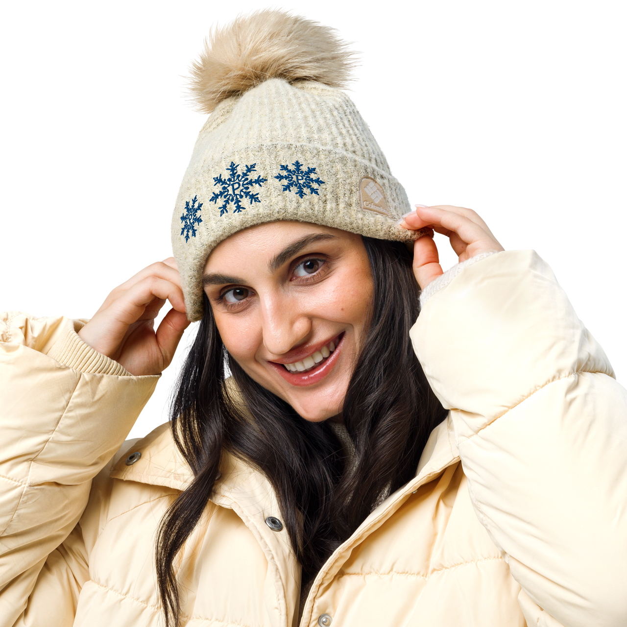 Pinkskate Blue Logo Pom-Pom Beanie