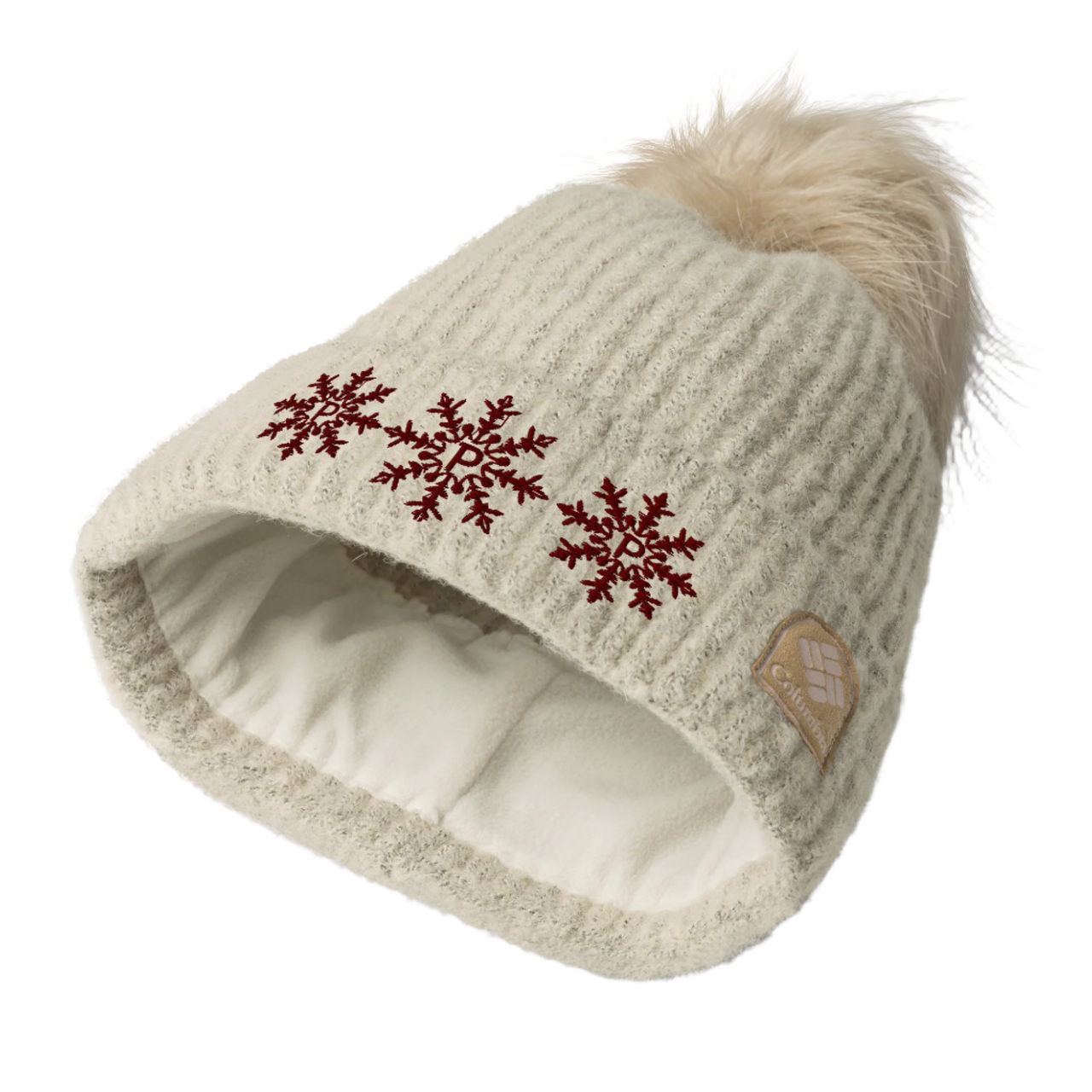Pinkskate Maroon Logo Pom-Pom Beanie
