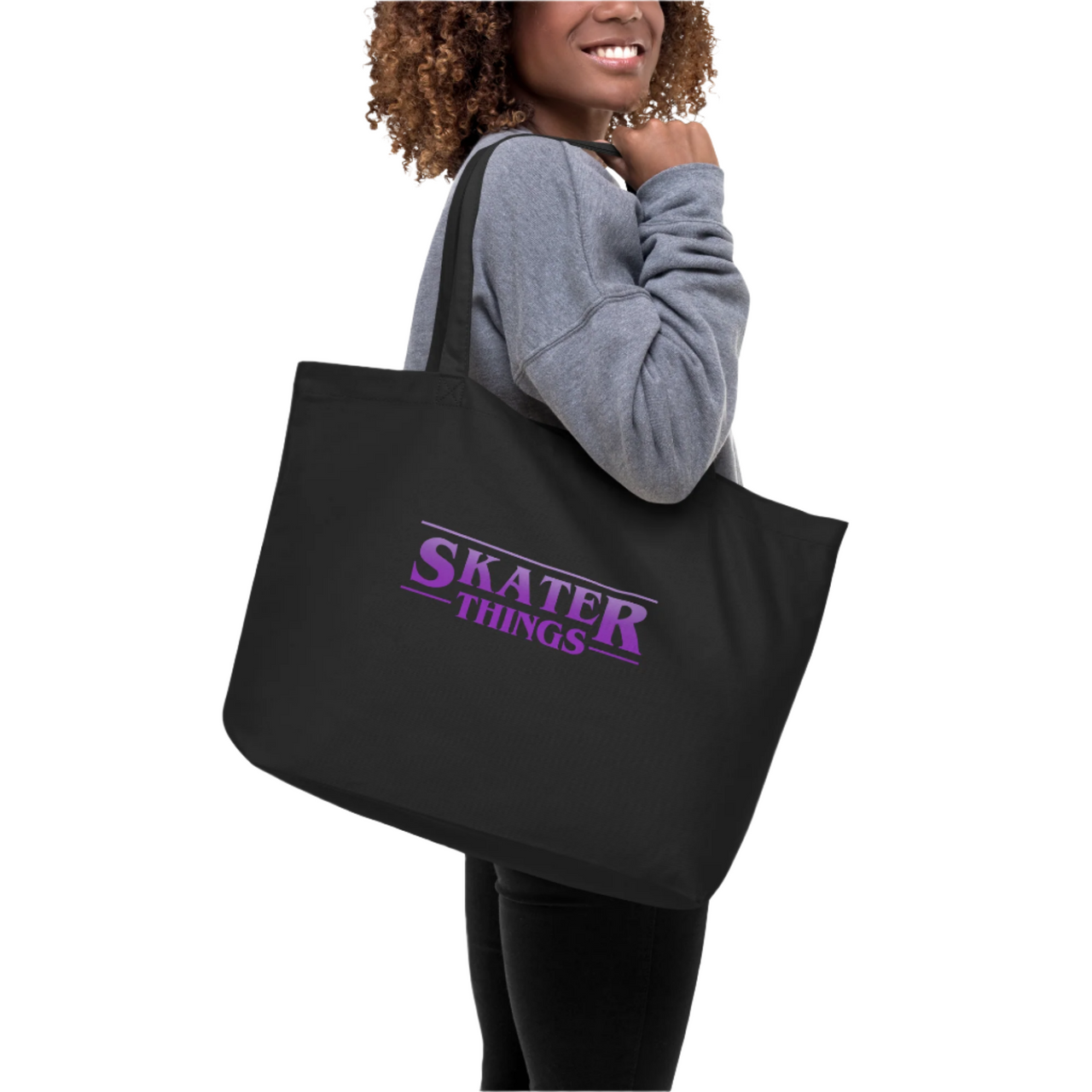 Skater Things Tote Bag Purple Text