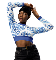 Porcelain Blue Long-Sleeve Crop Top