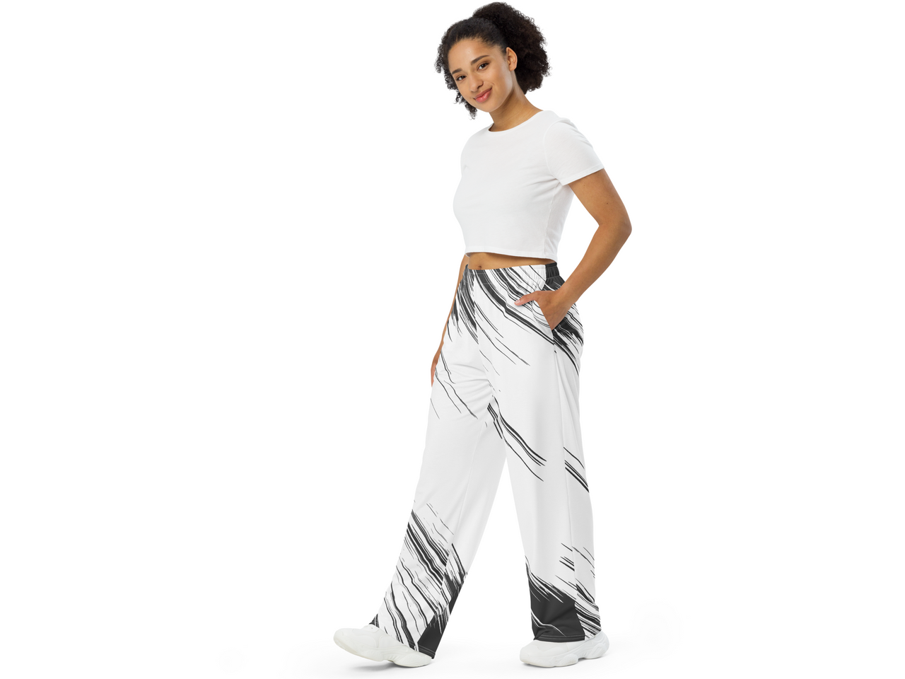 Black and White Fade Wide-leg Pants