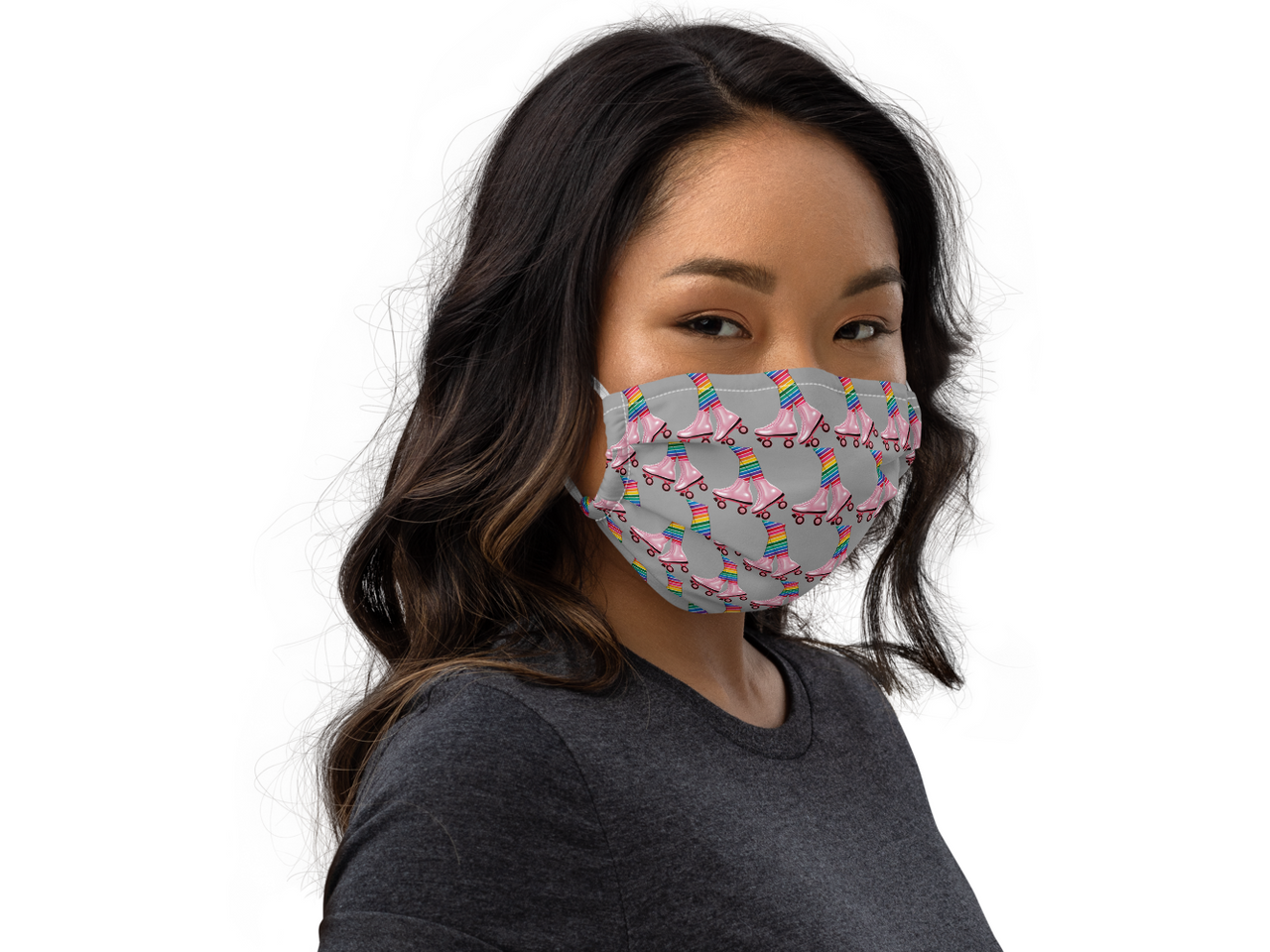 Pink Roller Skates Face Mask