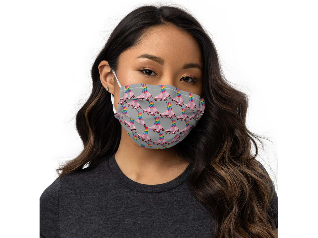 Pink Roller Skates Face Mask